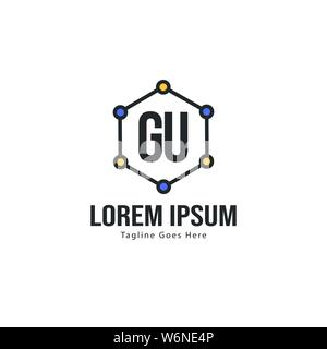Initial GU logo template with modern frame. Minimalist GU letter logo vector illustration design Stock Vector