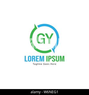 Initial GY logo template with modern frame. Minimalist GY letter logo vector illustration design Stock Vector