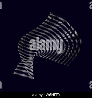 Abstract 3d  background with bends and wave lines from points template. Thin ripple waves on a black background. Vector illustration Stock Vector