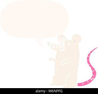 cartoon rat with speech bubble in retro style Stock Vector