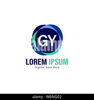 Initial GY logo template with modern frame. Minimalist GY letter logo vector illustration design Stock Vector