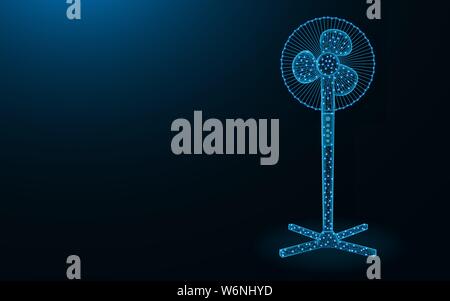 Household electric fan low poly design, appliances abstract geometric image, electrical appliance wireframe mesh polygonal vector illustration made fr Stock Vector