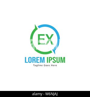 Initial EX logo template with modern frame. Minimalist EX letter logo vector illustration design Stock Vector