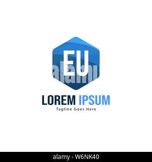 Initial EU logo template with modern frame. Minimalist EU letter logo vector illustration design Stock Vector