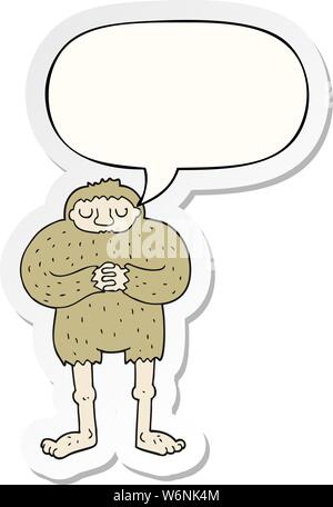 cartoon bigfoot with speech bubble sticker Stock Vector