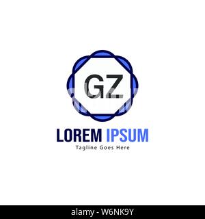 Initial GZ logo template with modern frame. Minimalist GZ letter logo vector illustration design Stock Vector