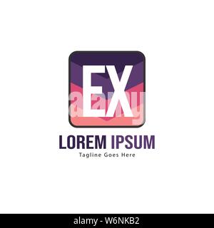 Initial EX logo template with modern frame. Minimalist EX letter logo vector illustration design Stock Vector