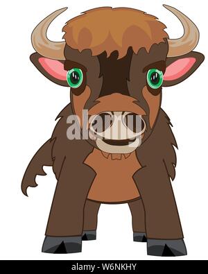 Animal bison on white background is insulated Stock Vector