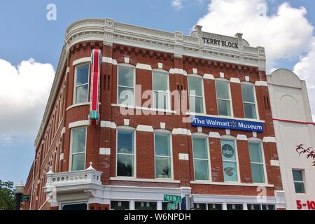 BENTONVILLE, ARKANSAS -28 JUN 2019- View of the Walmart Museum and original 5&10 store by Sam Walton in Bentonville, Arkansas. Stock Photo