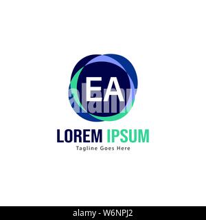 Initial EA logo template with modern frame. Minimalist EA letter logo vector illustration design Stock Vector