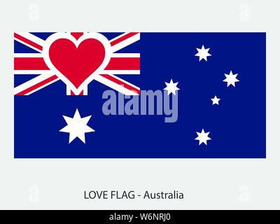 I love Australia, vector flag with heart sign symbolizing love for that country Stock Vector