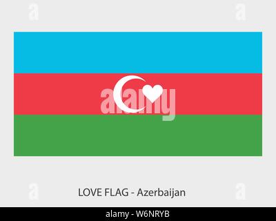 I love Azerbaijan, vector flag with heart sign symbolizing love for that country Stock Vector