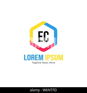 Initial EC logo template with modern frame. Minimalist EC letter logo vector illustration design Stock Vector