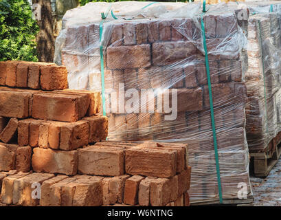 Byzantine brick stack for building restoration Stock Photo