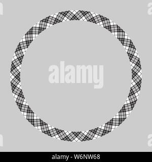 Circle borders and frames vector. Round border pattern geometric vintage frame design. Scottish tartan plaid fabric texture. Template for gift card, c Stock Vector