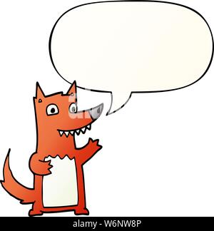 cartoon wolf with speech bubble in smooth gradient style Stock Vector