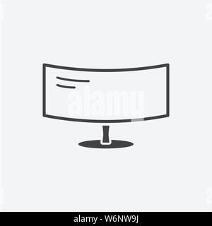 Curved Monitor glyph icon. Monochrome style design simple element. Black color curved monitor icon for web and mobile. Computer collection Stock Vector