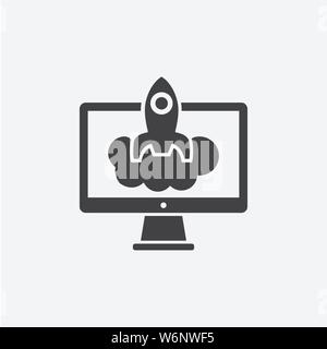 Computer Boost glyph icon. Monochrome style design simple element. Black color computer boost icon for web and mobile. Computer collection Stock Vector