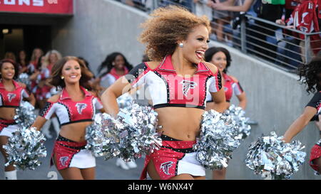 August 1st, 2019: Falcons cheerleaders during the Atlanta Falcons vs Denver Broncos game at the Pro Football Hall of Fame Game in Canton, OH. Jason Pohuski/CSM Stock Photo