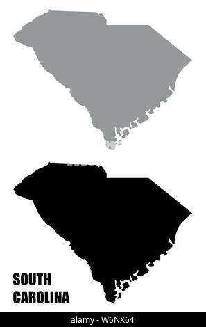 South Carolina State silhouette maps isolated on white background Stock Vector