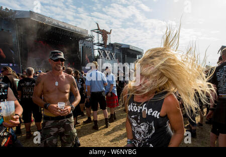 Wacken, Germany. 01st Aug, 2019. Wacken, Germany 01.08. - 03.08.2019: Wacken Open Air - WAO - 2019 festival visitors, Feature/Symbol/Symbolfoto/characteristic/Detail/Credit: dpa/Alamy Live News Stock Photo