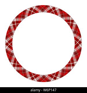 Circle borders and frames vector. Round border pattern geometric vintage frame design. Scottish tartan plaid fabric texture. Template for gift card, c Stock Vector