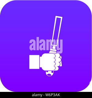 Chisel tool in man hend icon digital purple Stock Vector