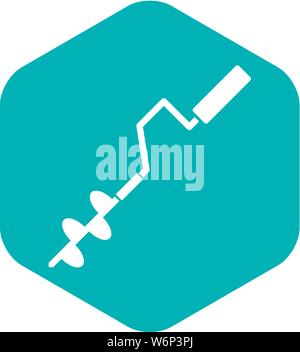 Hand operated ice auger icon, simple style Stock Vector