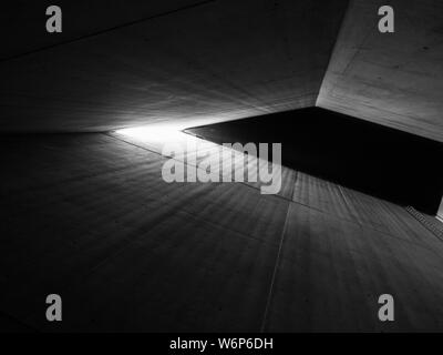 Internal view up the concrete Holocaust Tower in the Libeskind Building, Jewish Museum, Berlin, Germany Stock Photo