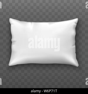 Blank white pillow. Soft cushion. Mock up. Top view. Realistic style. Vector illustration Stock Vector
