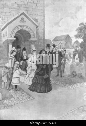 'Queen Victoria's Life at Osborne: Her Majesty at Whippingham Church', c1860s, (1901). The Queen (1819-1901) at St Mildred's Church in Whippingham on the Isle of Wight. From &quot;The Illustrated London News Record of the Glorious Reign of Queen Victoria 1837-1901: The Life and Accession of King Edward VII. and the Life of Queen Alexandra&quot;. [London, 1901] Stock Photo