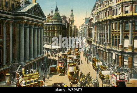 The Mansion House and Cheapside, London, c1910. Mansion House is the official residence of the Lord Mayor of the City of London. It was built in Palladian style between 1739 and 1752 to a design by George Dance the Elder. Postcard. Stock Photo