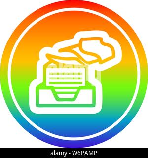office paper stack circular icon with warm gradient finish Stock Vector ...