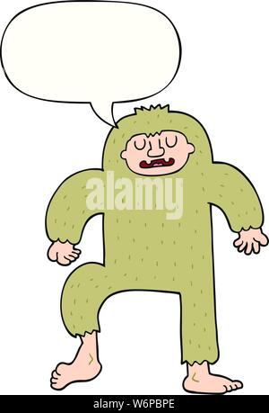 cartoon bigfoot with speech bubble Stock Vector