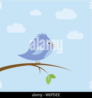 cute little bird sitting on a branch in summer vector illustration EPS10 Stock Vector