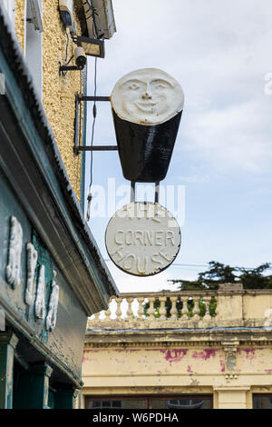 Metal pint of Guinness sign outside the Corner House bar in Cloughjordan, County Tipperary, Ireland Stock Photo