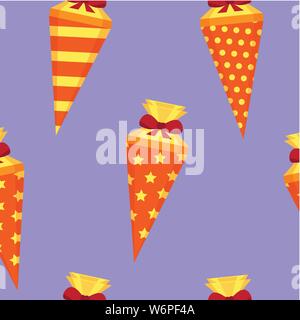 seamless pattern school candy cone vector illustration EPS10 Stock Vector
