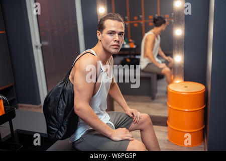 Attractive young man being ready to go Stock Photo