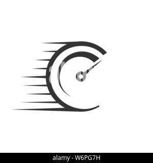 Fast vector icon with speed meter . Template for your design Stock Vector