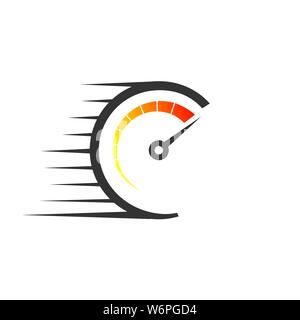 Fast vector icon with speed meter . Template for your design Stock Vector