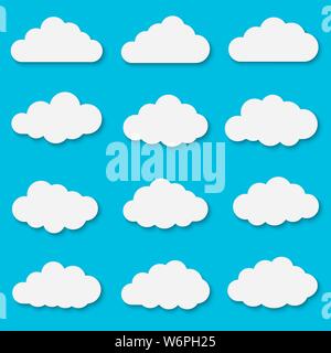 Set of cut out paper clouds . Template for your design Stock Vector