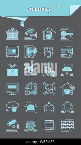 Vector security icon,sign,symbol ,pictogram collection Stock Vector