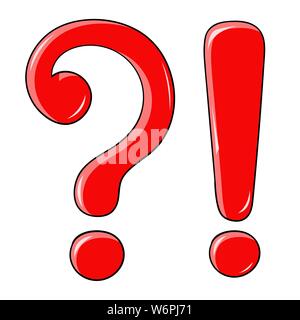 Question and Exlamation marks. Red shiny elements Stock Vector