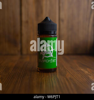 Ufa, Russia, Vape Shop, 1 July, 2019: E-liquid e-juice High vape for  electronic cigarette vaping device , on counter in smoke vapor in vape bar  in Stock Photo - Alamy