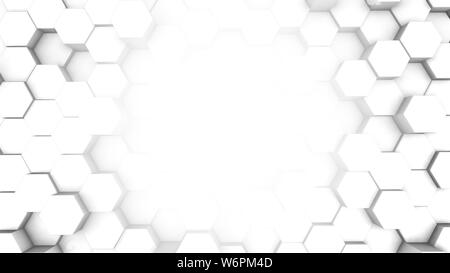 White And Silver Hexagon 3D Abstract Animation. Seamless Loop. ready made gaming background Stock Photo