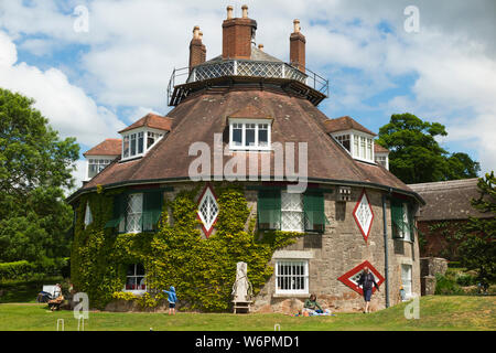 View of the outside exterior of A La Ronde – an 18th-century 16-sided house located near Lympstone, Exmouth, Devon UK – from outside / the gardens  (110) Stock Photo