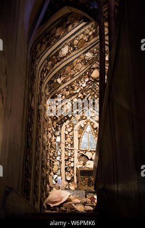 Interior inside approach the Shell Gallery at A La Ronde – which is an 18th-century 16-sided house located near Lympstone, Exmouth, Devon UK (110) Stock Photo