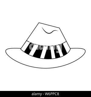 summer hat for travelers symbol in black and white Stock Vector