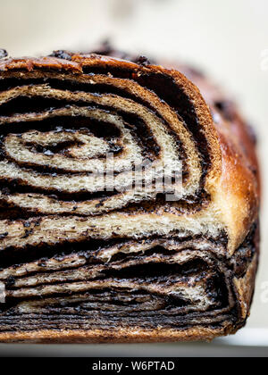 Home made chocolate babka closeup Stock Photo