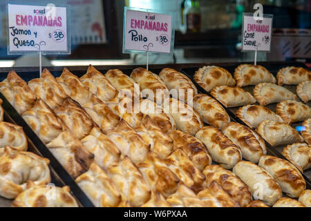 Case of Empanadas being sold at store in Argentina Stock Photo